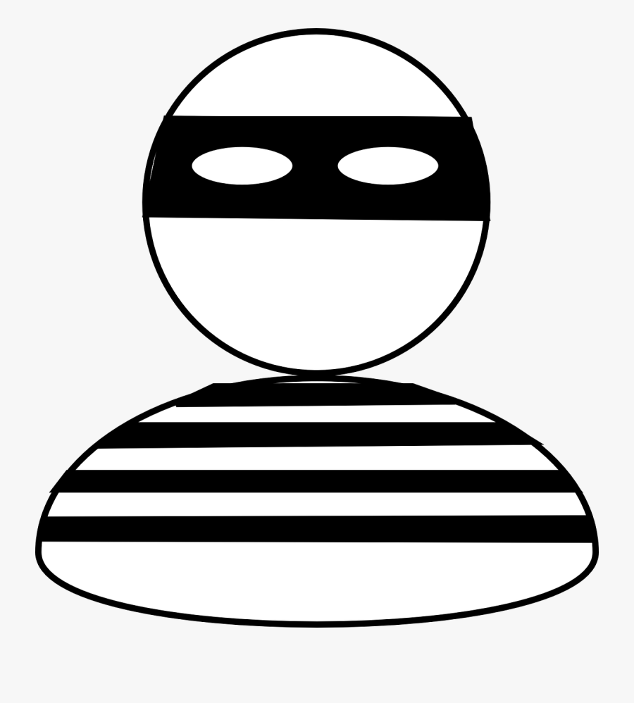 Robber, Burglar, Bandit, Stripes, Thief, Criminal - Burglar Clipart Black And White, Transparent Clipart
