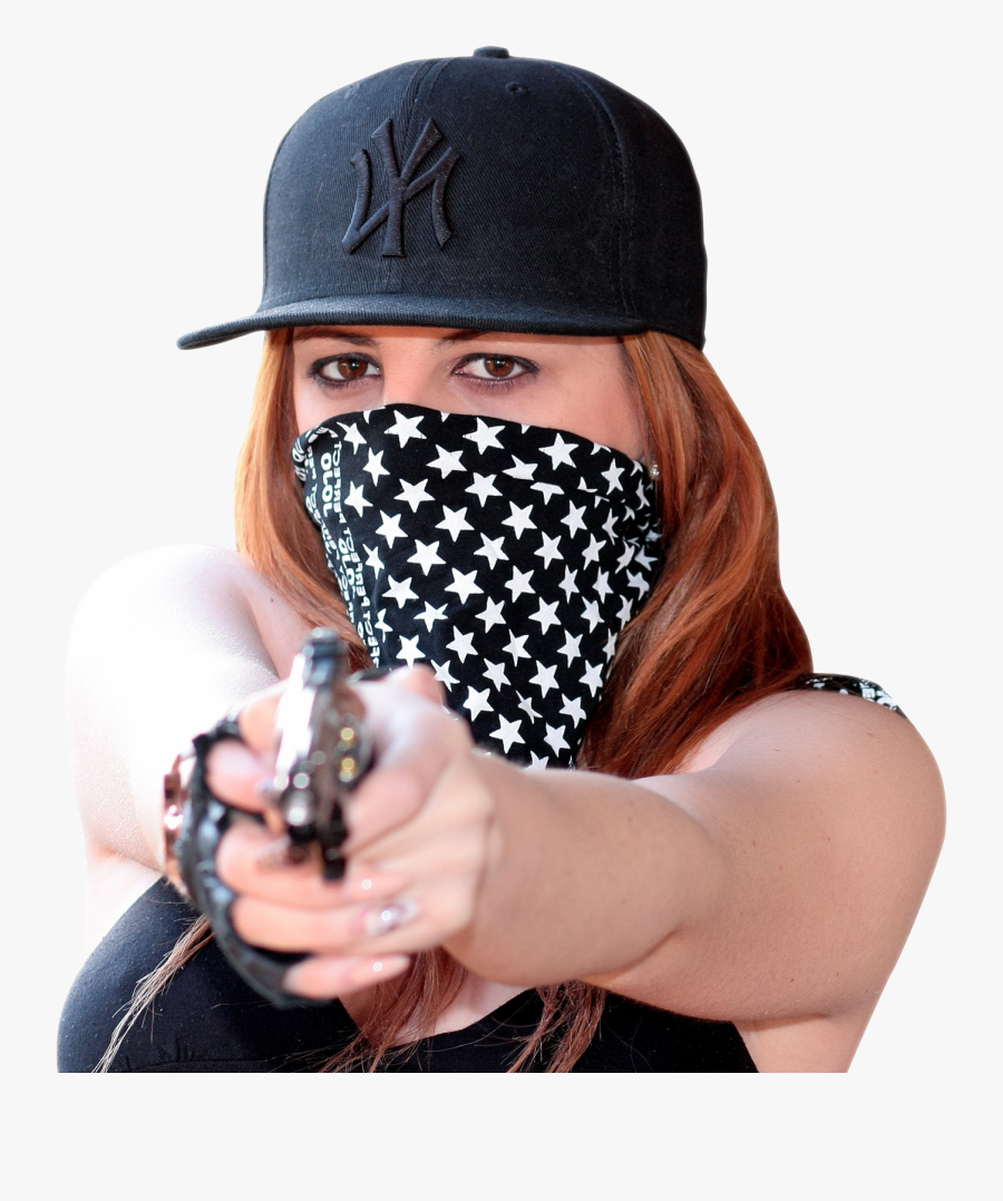 Transparent Female Thief Clipart - Transparent Girl Holding Gun, Transparent Clipart