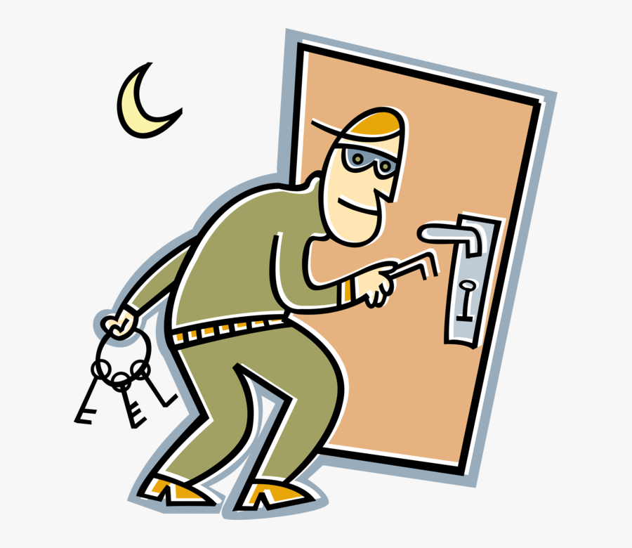 Vector Illustration Of Criminal Burglar Thief Breaks - Crime Clipart, Transparent Clipart