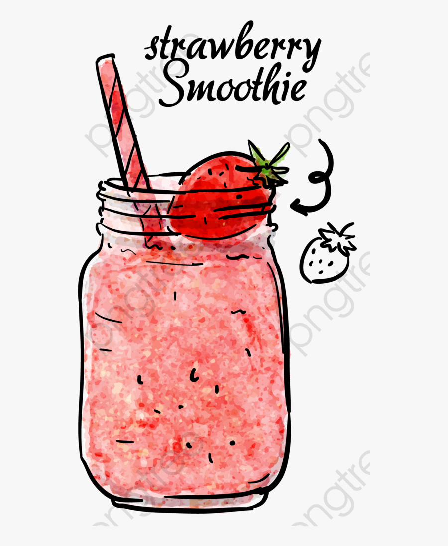 Strawberry Smoothies, Strawberry Clipart, Strawberry, - Strawberry Smoothie Sticker, Transparent Clipart