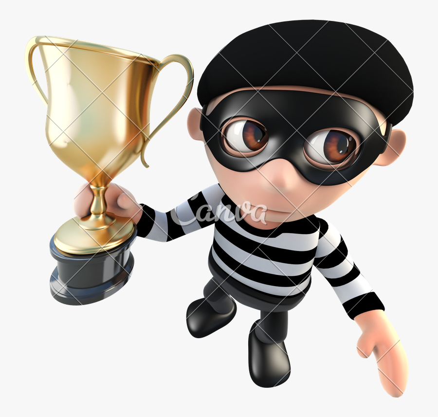 Clip Art Cartoon Trophy - Cartoon Burglar Crowbar, Transparent Clipart