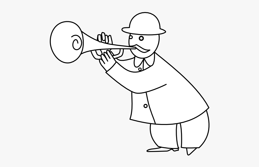 Horner Bandsmanno Black White Line Art 555px - Cartoon, Transparent Clipart