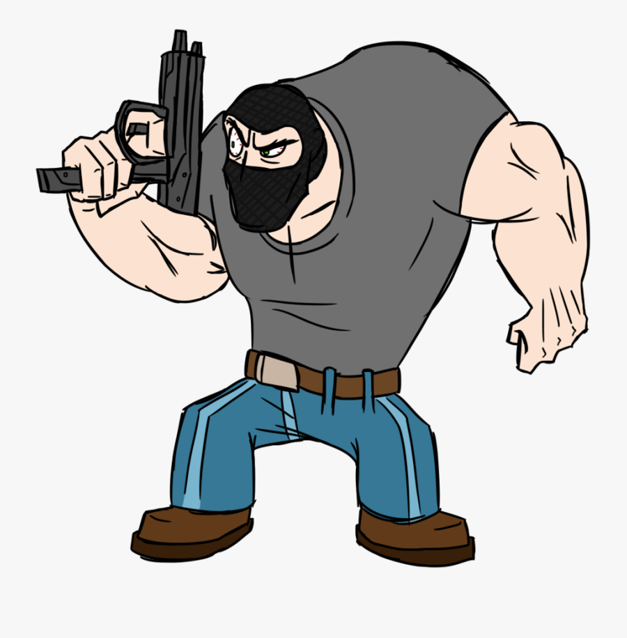 50105 - Cartoon Thief With Gun, Transparent Clipart