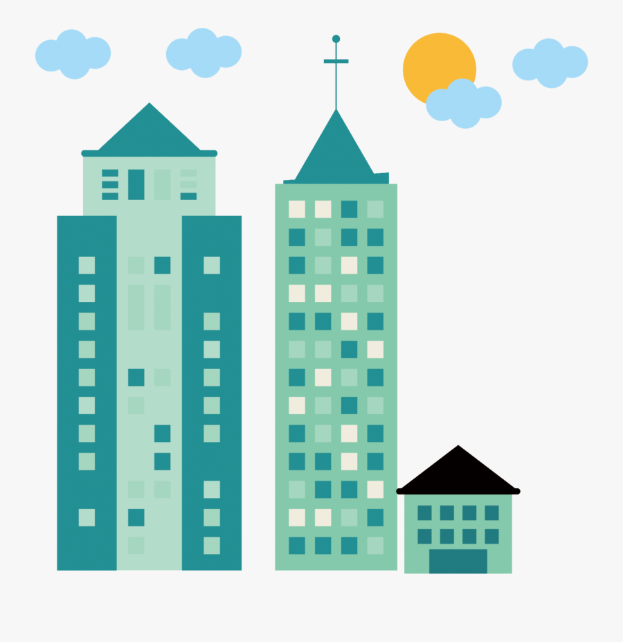 Image Transparent Poster Illustration Cartoon City - Cartoon Picture Of Tall Building, Transparent Clipart