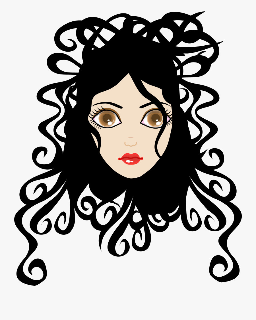 Hair Clipart Cosmetology - Curly Hair Cartoon Women, Transparent Clipart