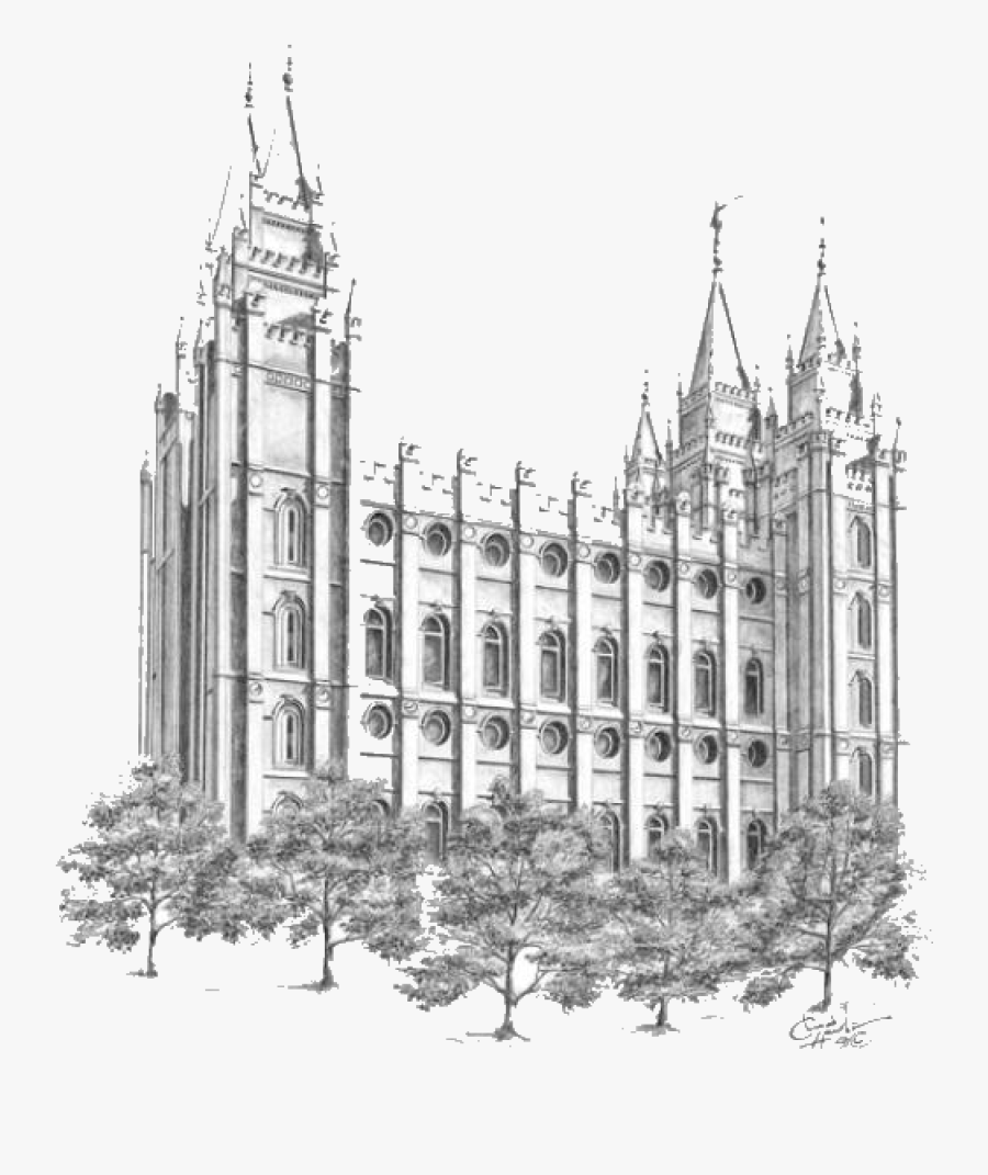 Salt Lake Temple Temple Square Latter Day Saints Temple - Lds Church Sketch, Transparent Clipart