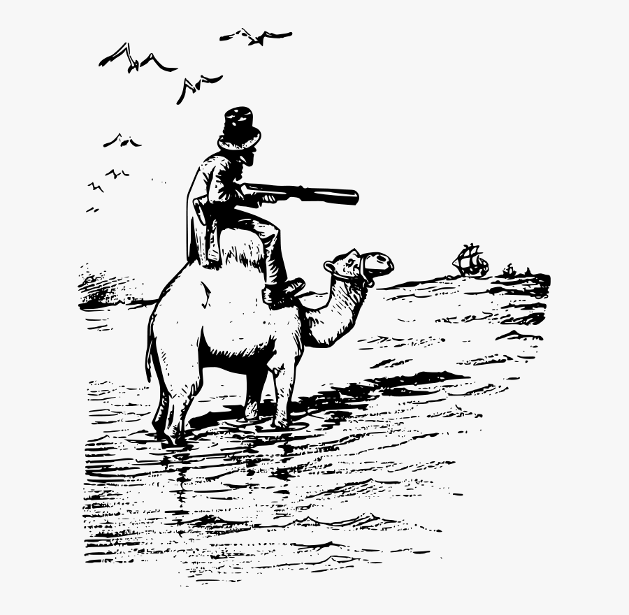 Free Clip Art "gun Camel Boat - Human On Camel With Gun, Transparent Clipart