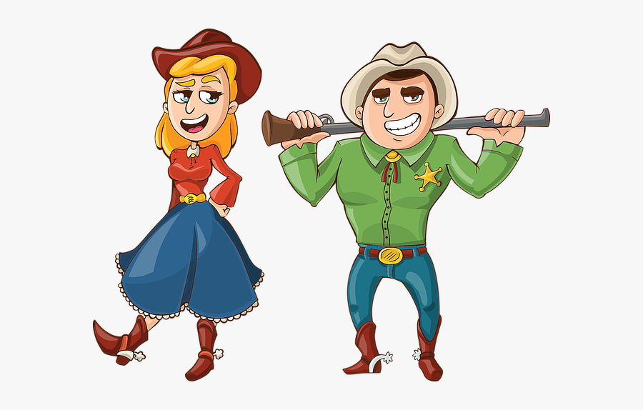 Cowboy, Cowgirl, Gun, Rifle, Hat, Dress, West, Western - Little Polly Wolly Poem, Transparent Clipart