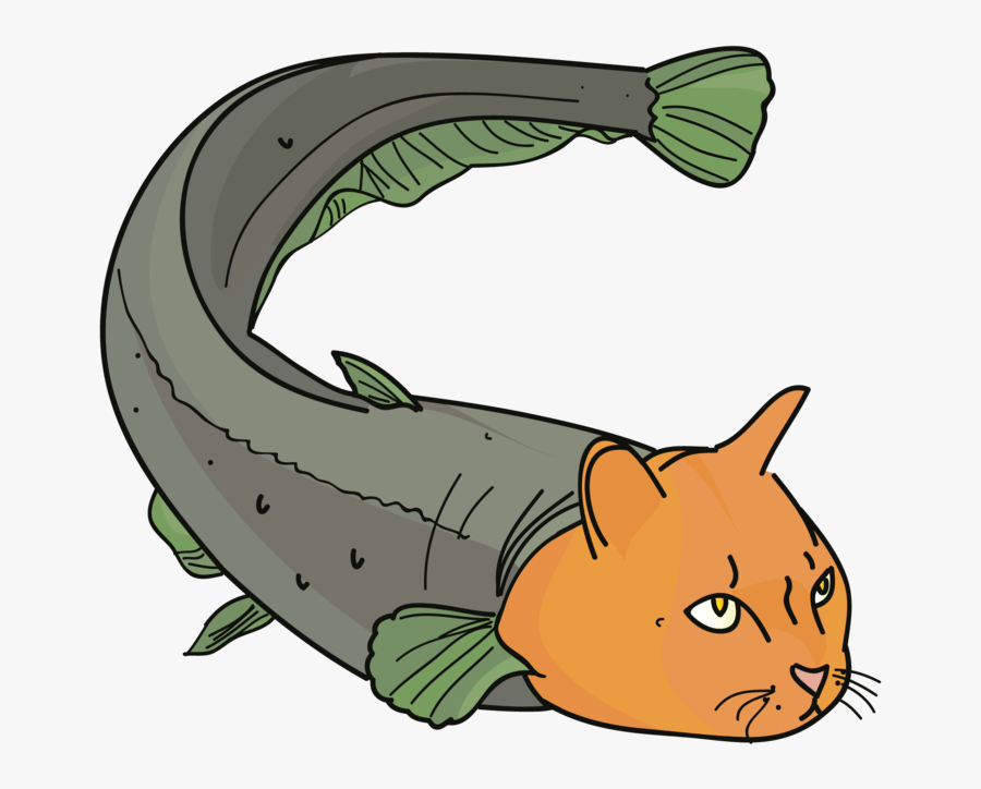 Cat And Fish Together, Transparent Clipart