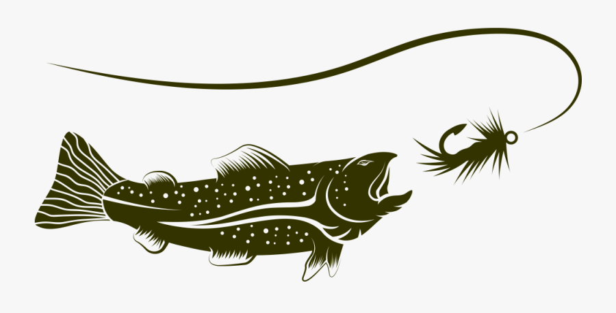 Catfish - Bass Fishing Pole & Fish Silhouette Simple, Transparent Clipart