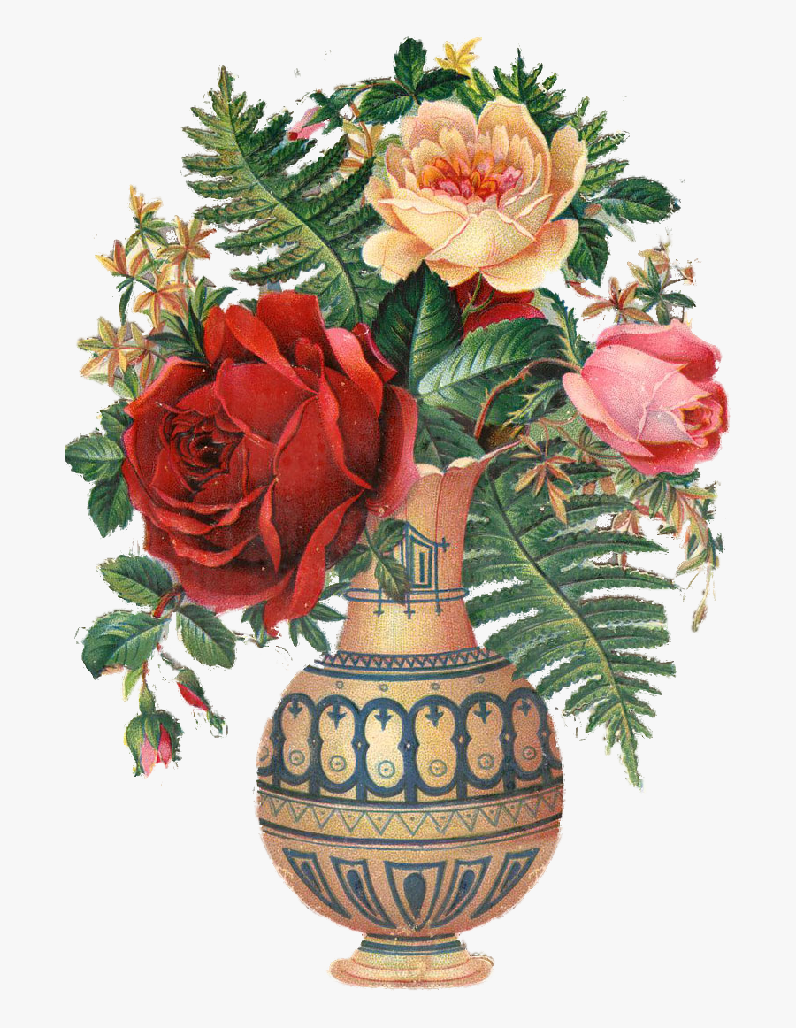 Roses In Vase - Old Flower Vase Png, Transparent Clipart