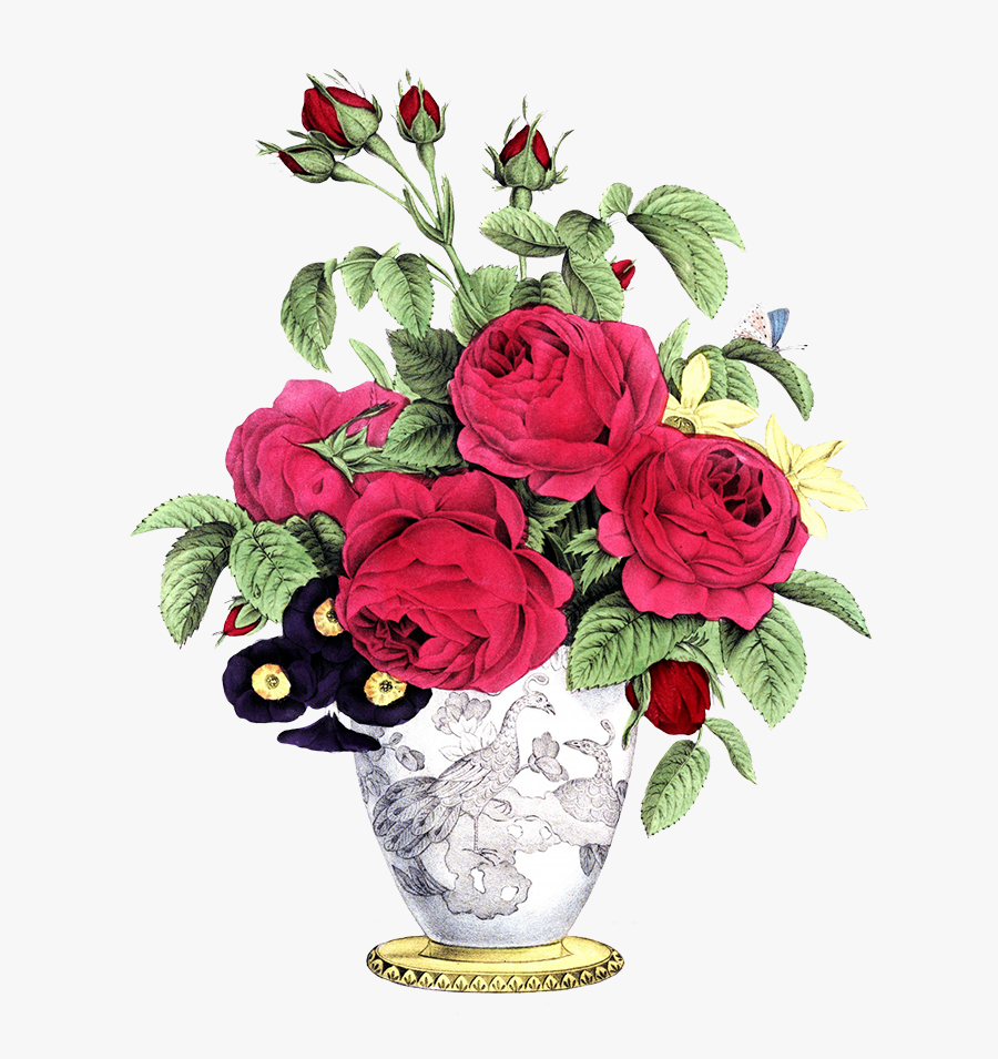 Vase With Red Roses Other Flowers Bouquet - Good Morning My Children, Transparent Clipart