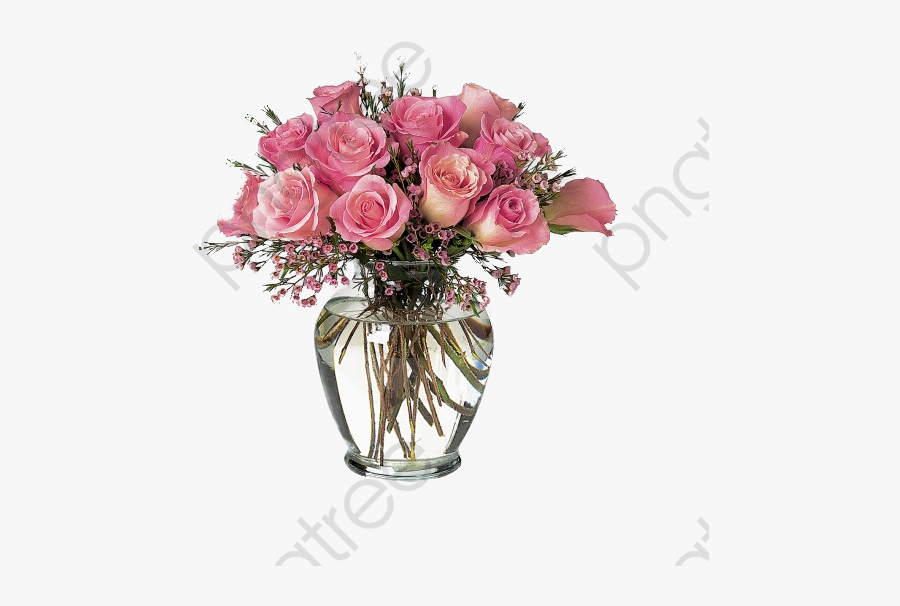 Vase Clipart Bouquet - Happy Day Pink Roses Bouquet, Transparent Clipart