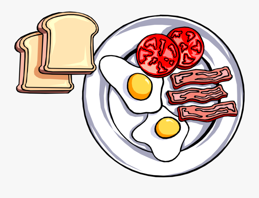 Vector Illustration Of Hearty Breakfast Of Toast, Fried - Breakfast Clipart, Transparent Clipart
