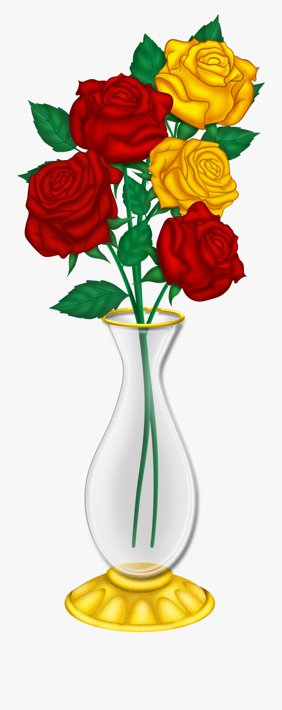 Svg Transparent Library Flowers In Vase Clipart - Red And Yellow Roses Clipart, Transparent Clipart