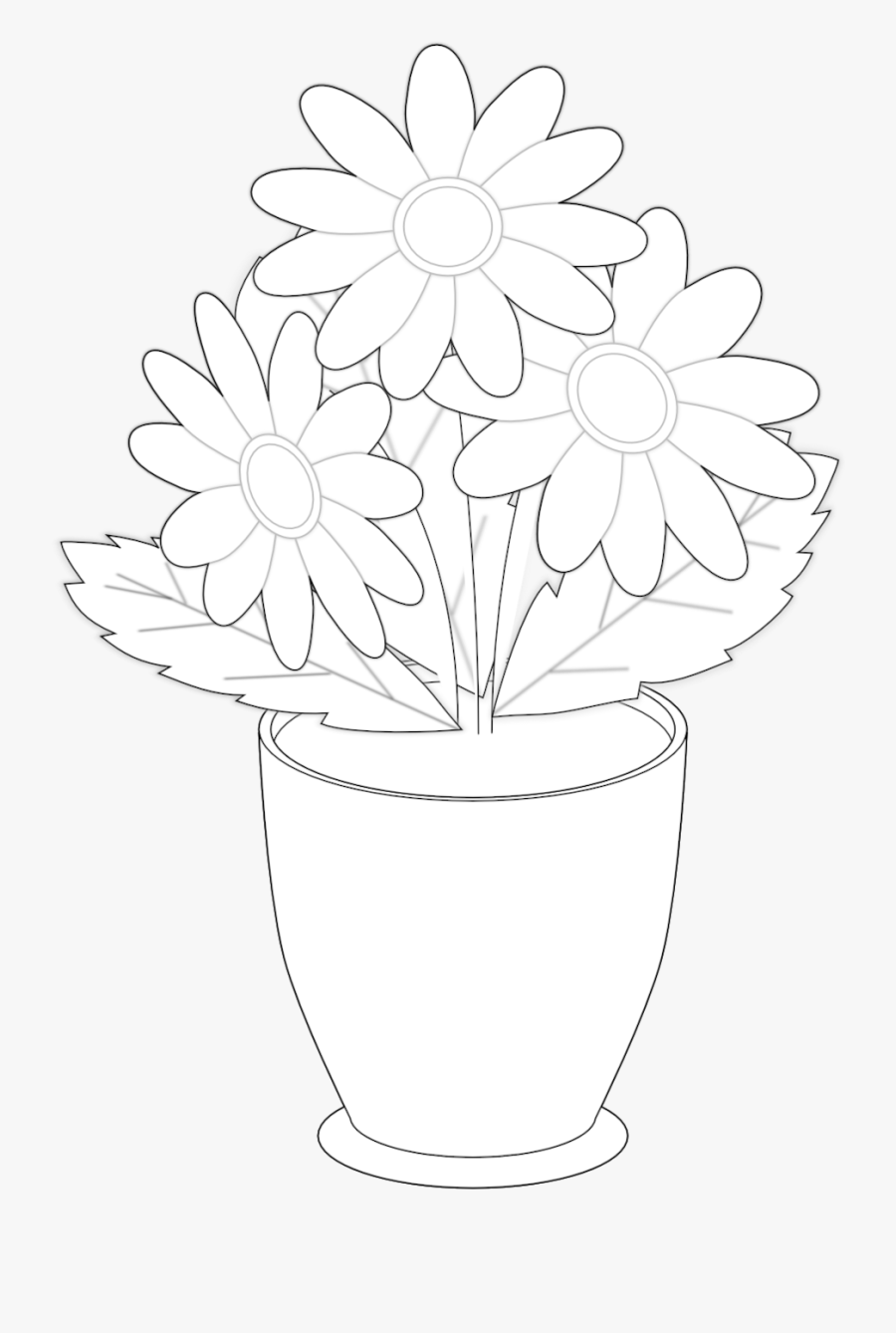 Vase Clipart Beautiful Vase - Flower Vase With Flowers Drawing, Transparent Clipart