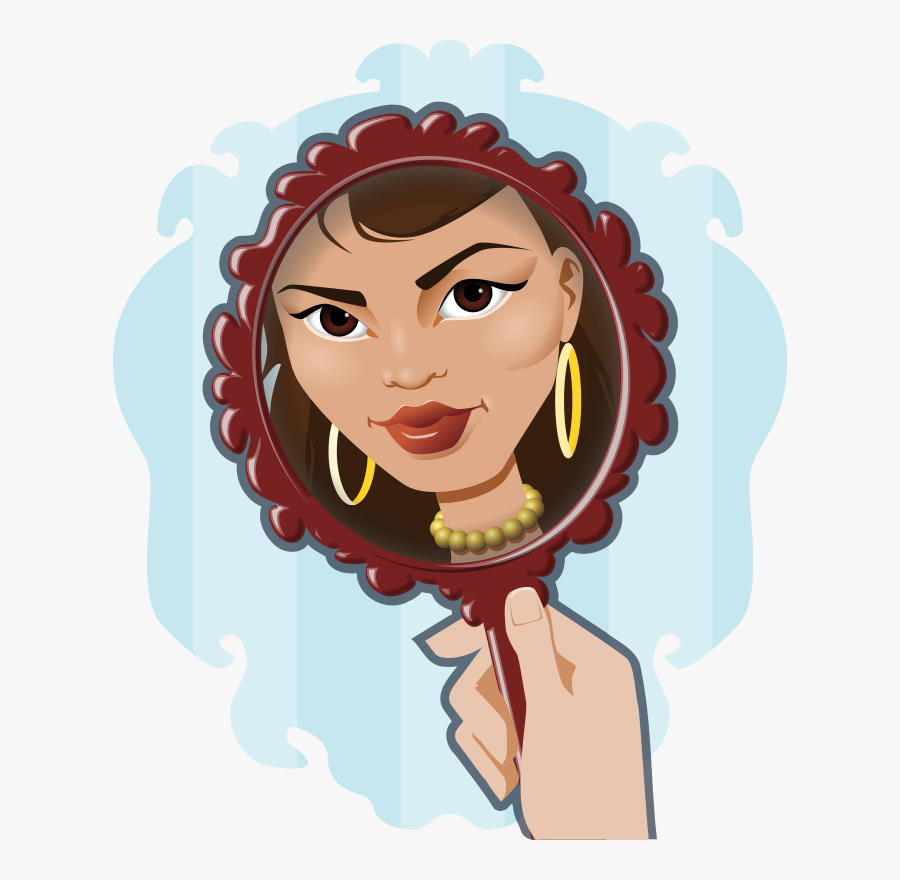 Checks And Balances Clipart - Cartoon Woman In A Mirror, Transparent Clipart