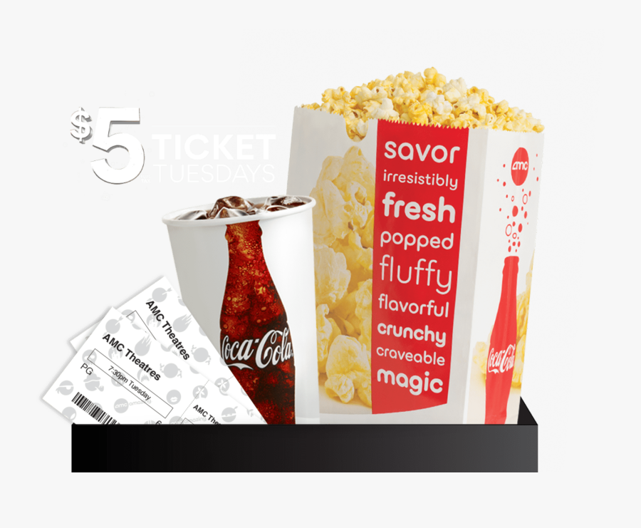 Amc Offers $5 Movie Tickets Through Oct - Amc $5 Cameo Combo, Transparent Clipart