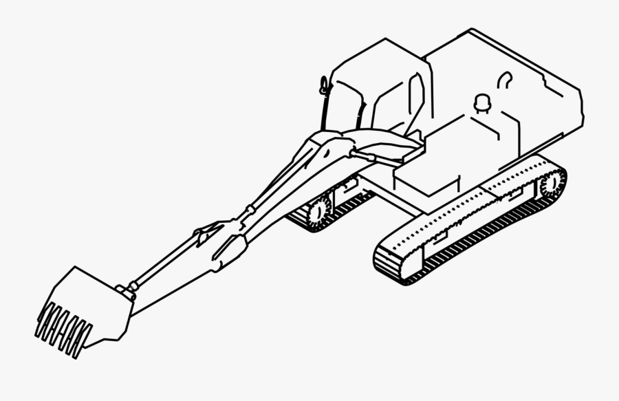 Line Art,angle,area - Komatsu Excavator Drawing, Transparent Clipart