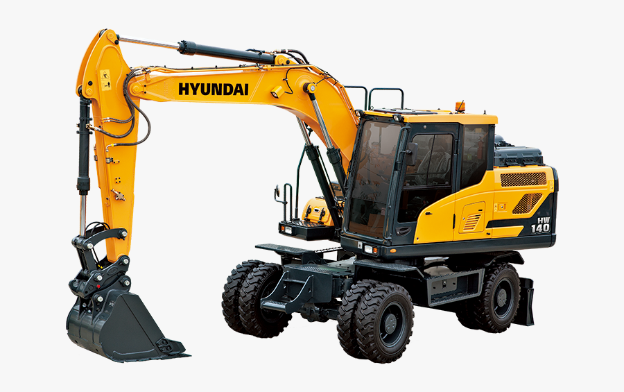 Backhoe Vector Digger Jcb - Hyundai Hw140, Transparent Clipart