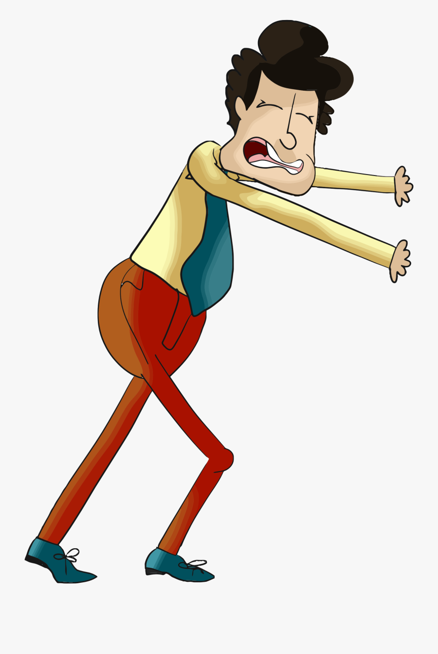 Picture Freeuse Cartoon Man Pushing Big, Transparent Clipart