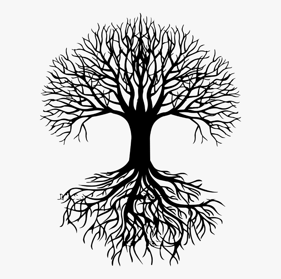 Tree Silhouette Root Clip Art - Tree With Roots Silhouette Png, Transparent Clipart