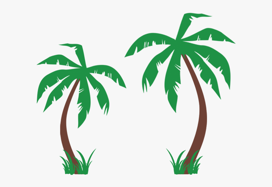 Palm Tree Decal For Wall Coconut Trees With Grass Wall - Palm Tree Leaning To Left, Transparent Clipart