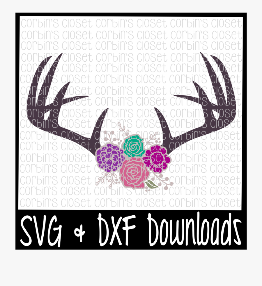 Antlers Svg Antique Flowers - Antler With Flowers Svg , Free