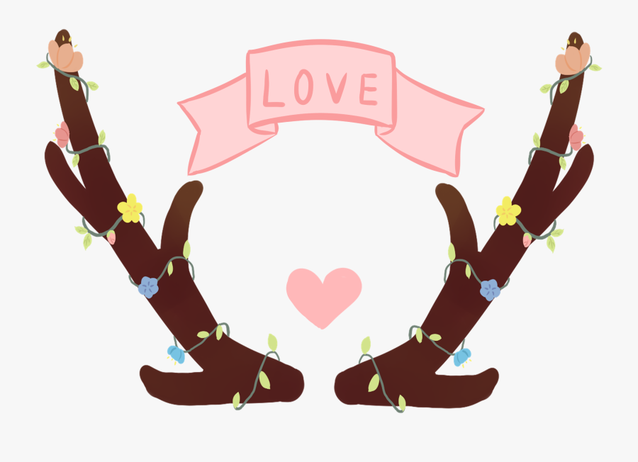 Hand Painted Original Antlers Love Png And Psd - Illustration, Transparent Clipart