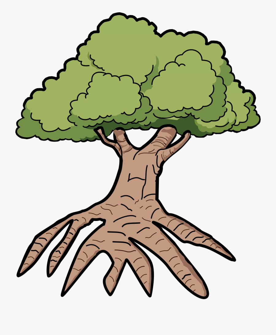 Tree With Long Roots - Big Tree With Roots Clipart, Transparent Clipart