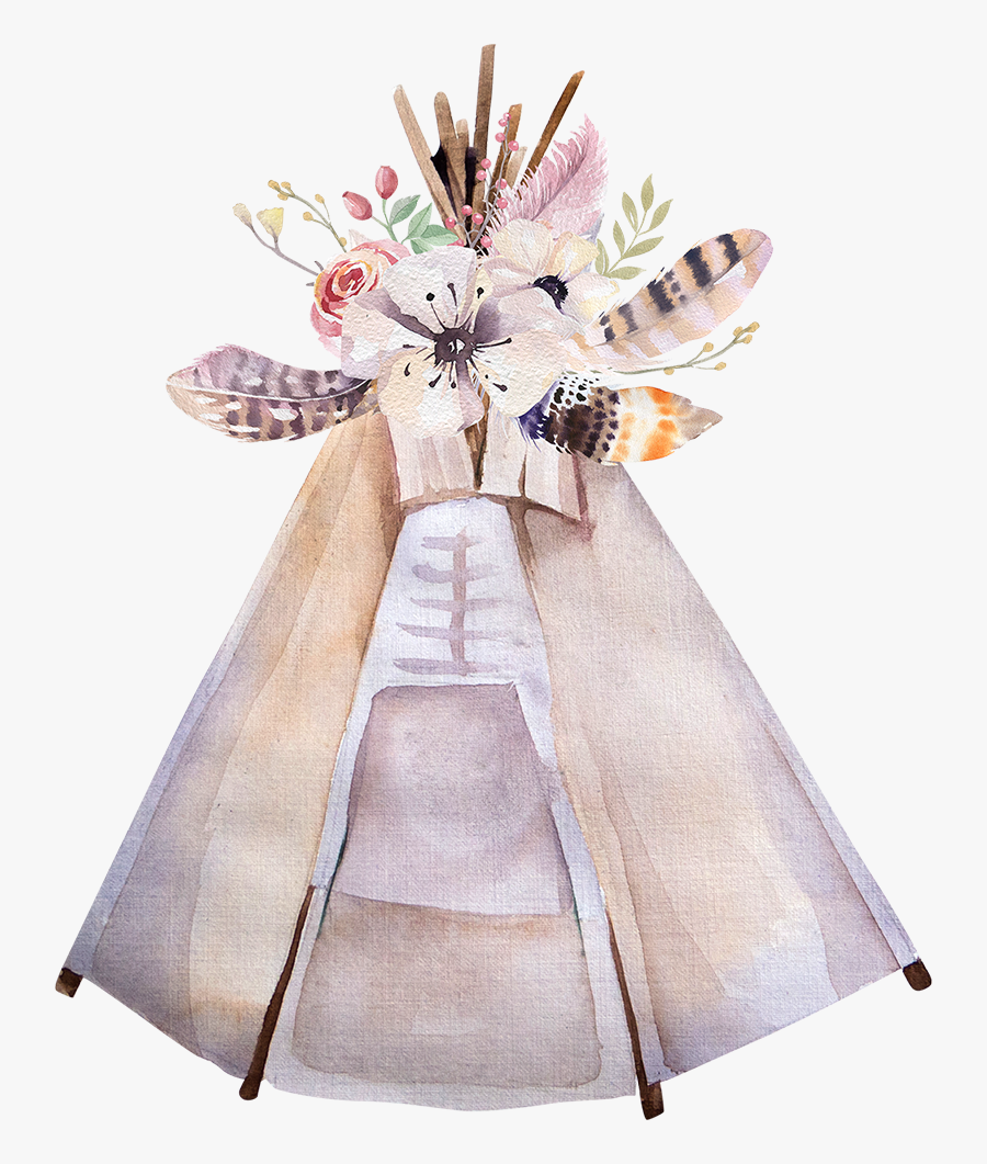 Beautiful Flower Light Deer Tent Horn Antler Clipart - Transparent Boho Teepee Png, Transparent Clipart