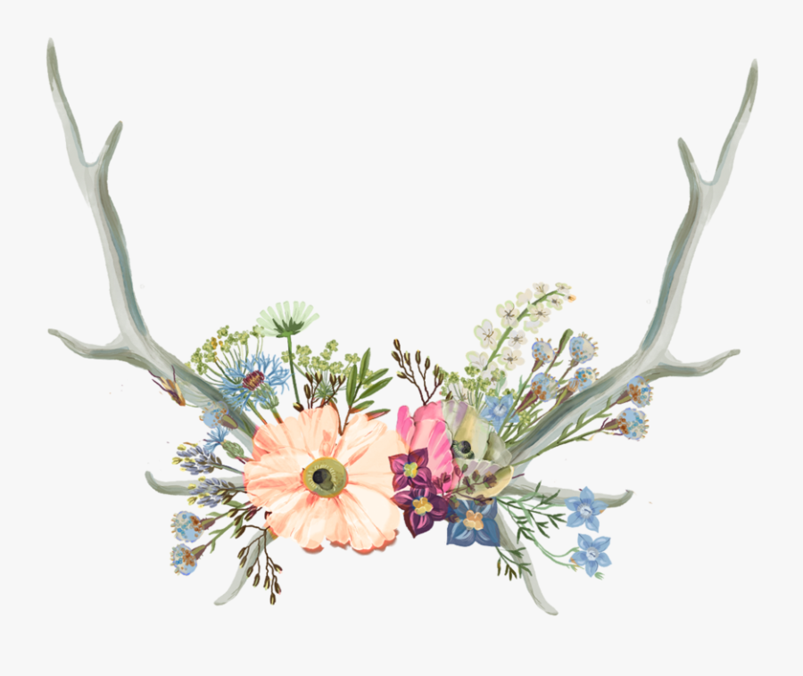 Transparent Antlers Clipart - Aesthetic Flower Crown Png, Transparent Clipart