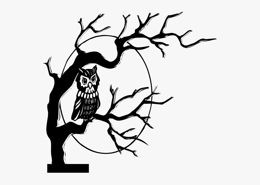 Free Download Of Halloween Tree Icon Clipart - Owl On A Branch Drawing, Transparent Clipart