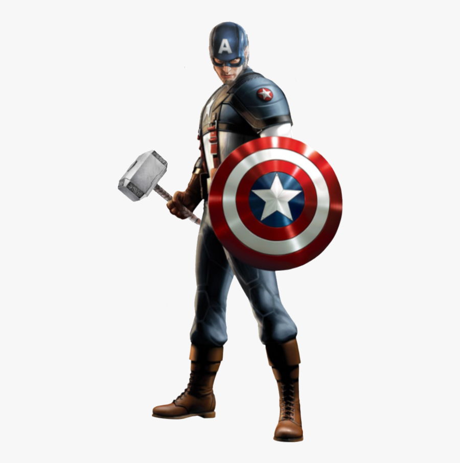 America Universe Cinematic Thor Captain Marvel Clipart - Captain America With Thor Hammer, Transparent Clipart