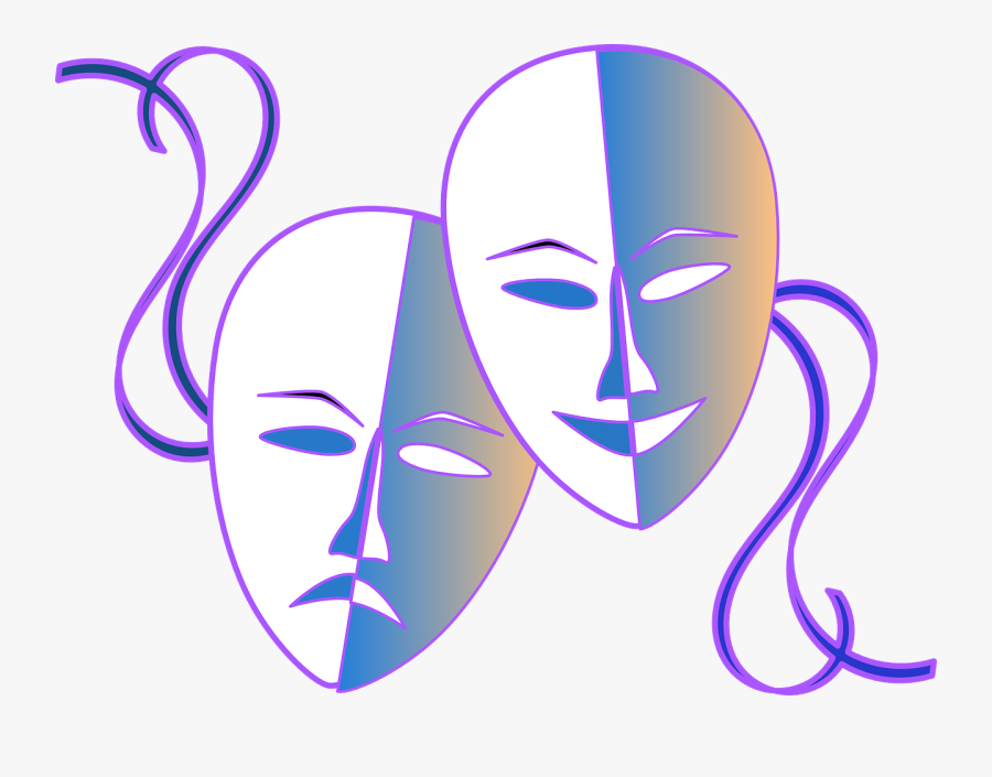Theatre Masks Clip Art - Purple Theatre Masks, Transparent Clipart