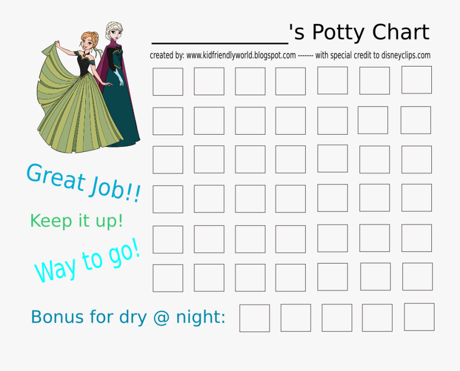 Transparent Go Potty Clipart - Frozen Potty Sticker Chart, Transparent Clipart