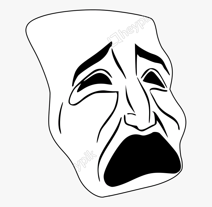 Emotion,art,monochrome Photography - Tragic Mask Clip Art, Transparent Clipart