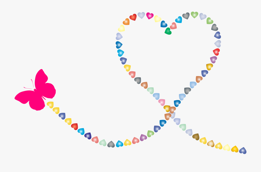 Butterfly Hearts Trail Icons - Butterfly Trail Clip Art, Transparent Clipart