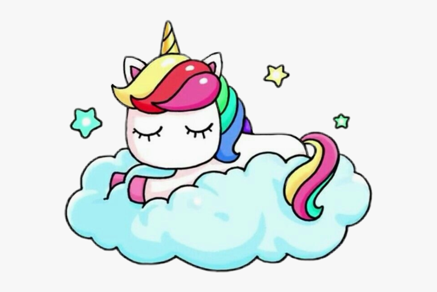 Unicorn Sleep Cloud Rainbow Kawaii - Unicorn Cute And Easy Drawings, Transparent Clipart