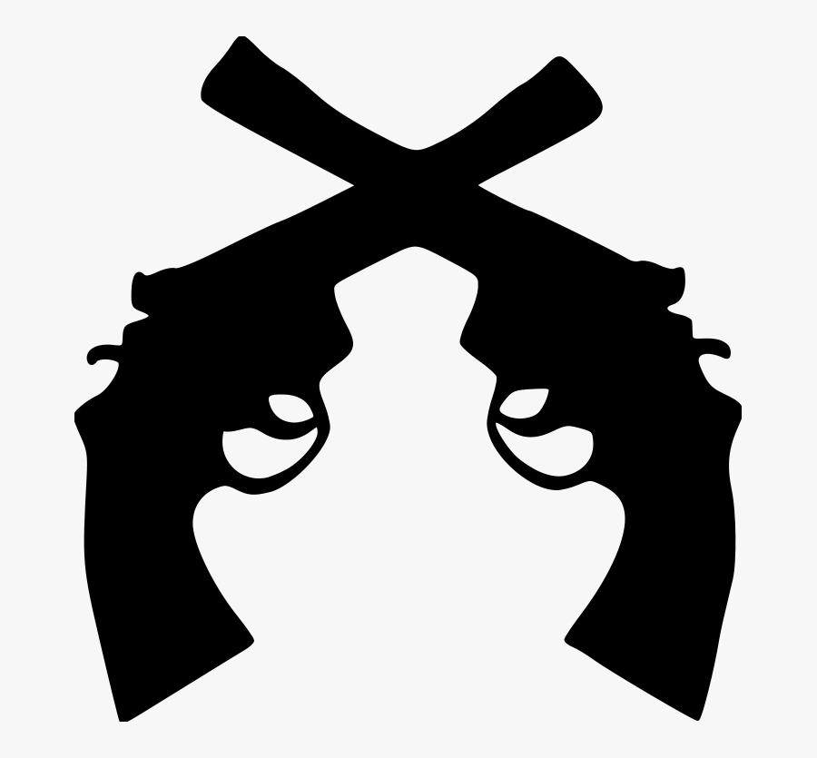 Crossed Pistols Silhouette Png - Crossed Gun Clip Art, Transparent Clipart