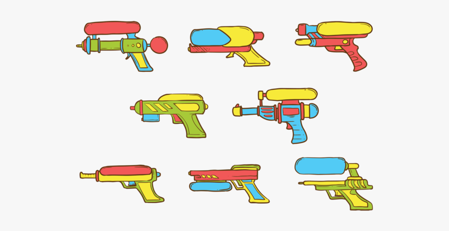 Watergun Icons Vector - Toy Gun Cartoon Transparent Background, Transparent Clipart