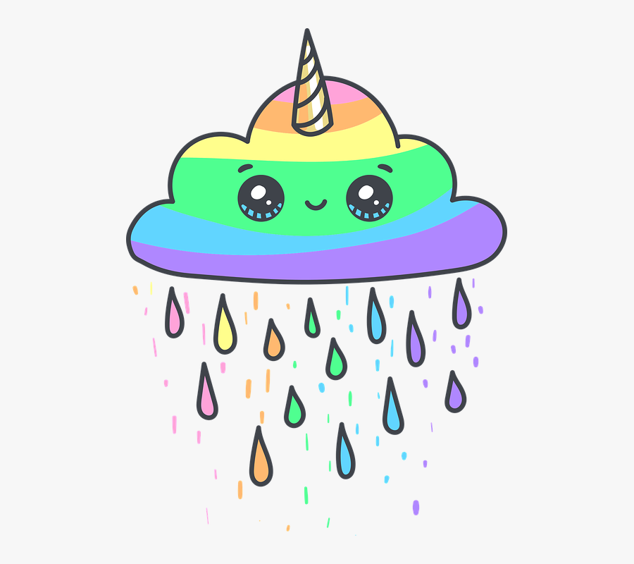 Cloud, Rainbow, Unicorn, Rain, Horn, Color, Cute, Eye - Clouds Rainbow Unicorn, Transparent Clipart
