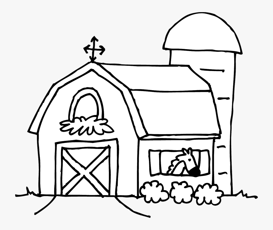 Cute Barn Coloring Page Clipart - Free Black And White Barn, Transparent Clipart
