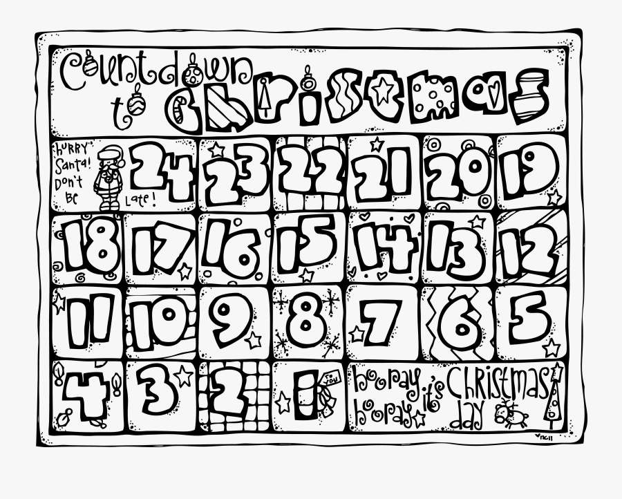 Christmas Countdown Coloring Pages - Christmas Countdown Calendar Colouring, Transparent Clipart