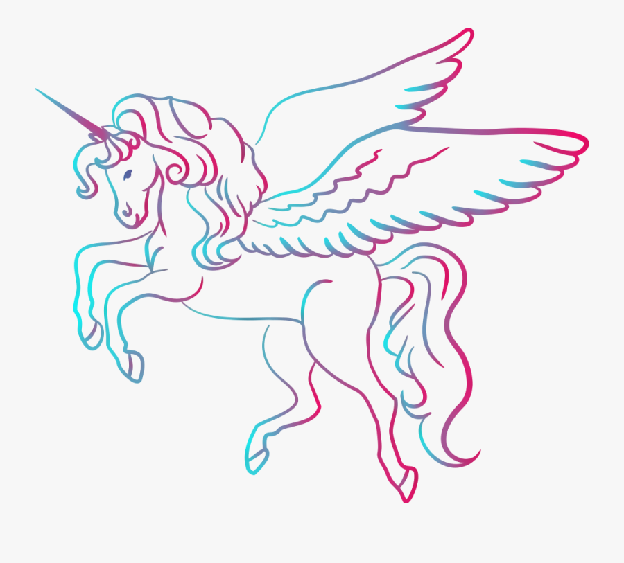 Winged Unicorn - Drawing Images Of Unicorn, Transparent Clipart