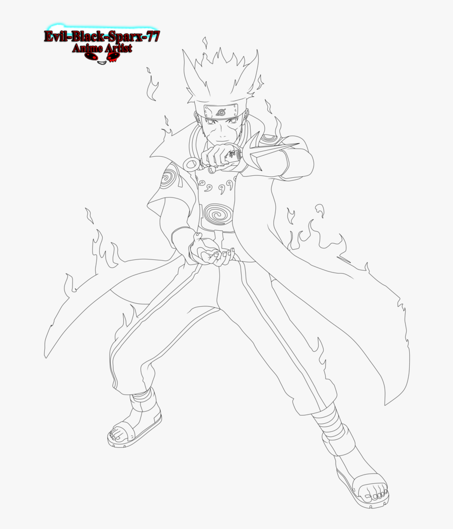 Transparent Kurama Png - Naruto Nine Tails Mode Drawings, Transparent Clipart