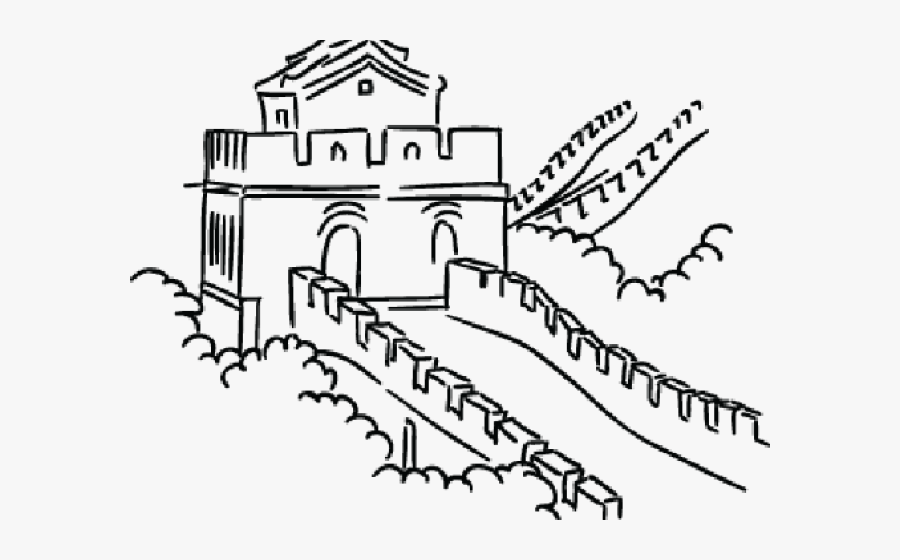 Great Wall Of China Clipart Coloring - Easy Drawing Of The Great Wall Of China, Transparent Clipart