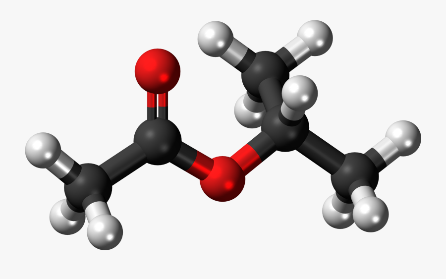Ball And Stick Model Of The Isopropyl Acetate Molecule - Butyl Acetate 3d, Transparent Clipart