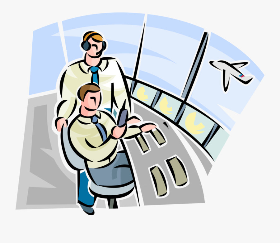 Vector Illustration Of Airport Terminal Air Traffic - Air Traffic Controller Clipart, Transparent Clipart