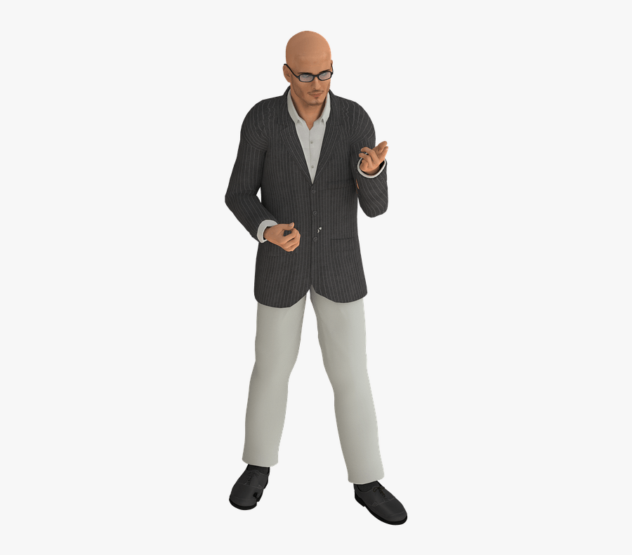 Modern Bald Man Wearing Glasses - White Bald Man Png, Transparent Clipart